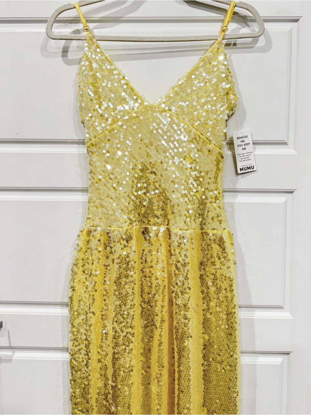 Show Me Your Mumu Gwen Maxi Dress Yellow Sequin Mermaid Gown Size M NWT Wedding - Picture 4 of 8